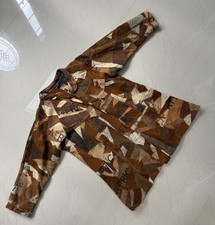 Vtg Suede Leather Patchwork Long Coat Africa  