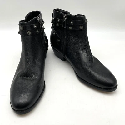 NEW Halogen Lidia Black Genuine Leather Studded Moto Ankle Booties Women's 6M - Image 1 of 4