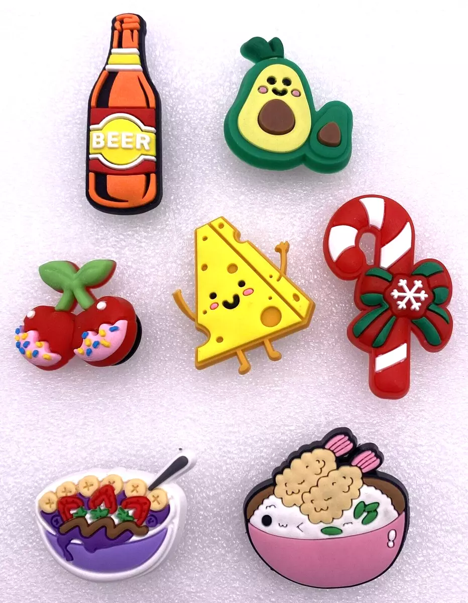 Qty 7 JIBBITZ HAPPY DELICIOUS FRUIT FOODIES PVC Shoe Charms