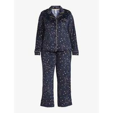 Joyspun Women's Velour Knit Pajama Set-Blue-3X 22W-24W -NWT