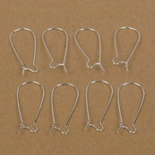100pcs Stainless Steel Silver Hoop Earring Components Kidney Ear Jewelry Finding