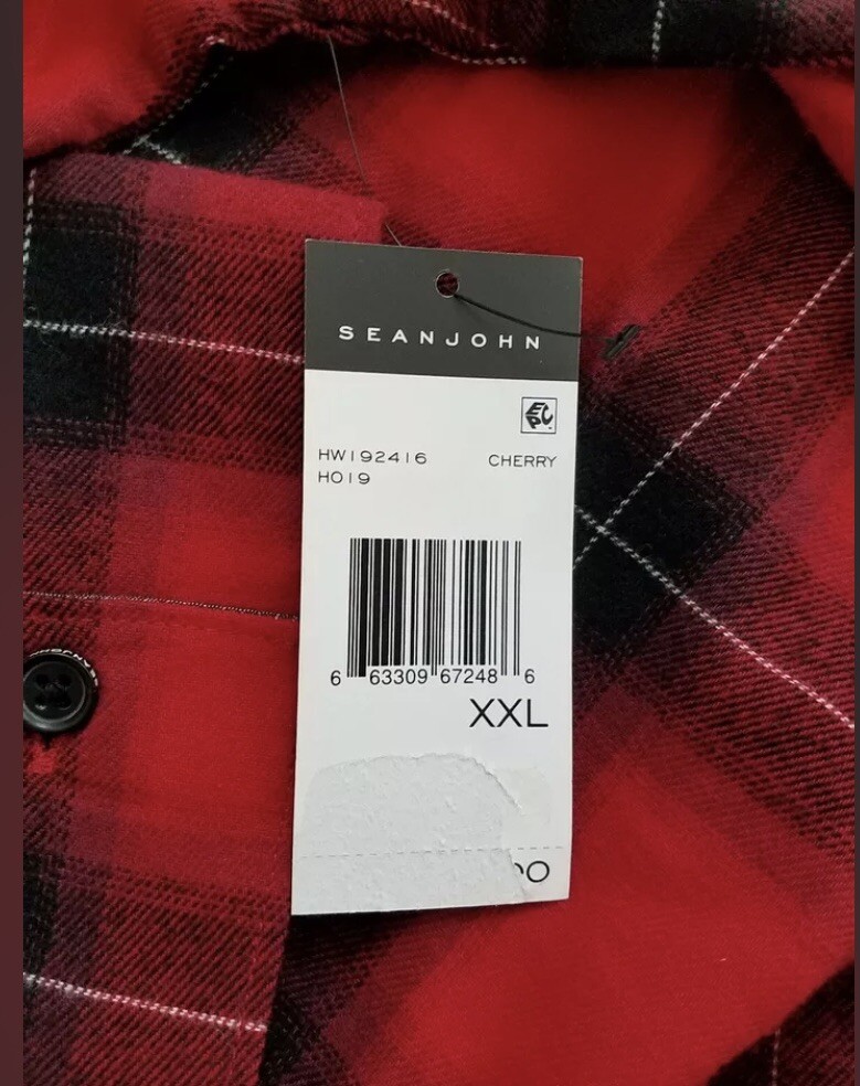 Sean John Men's Plaid Long Sleeves Shirt. Size 2XL. New With Tags
