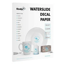 Koala Waterslide Decal Paper INKJET CLEAR, 20 Sheets 8.5x11 Inch Water Slide 