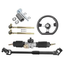 Go Kart Steering Wheel Assembly Tie Rod Gear Rack Pinion Shaft Set ATV Quad Cart
