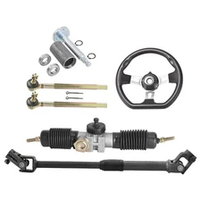 Go Kart Steering Wheel Assembly Tie Rod Gear Rack Pinion Shaft Kit ATV Buggy