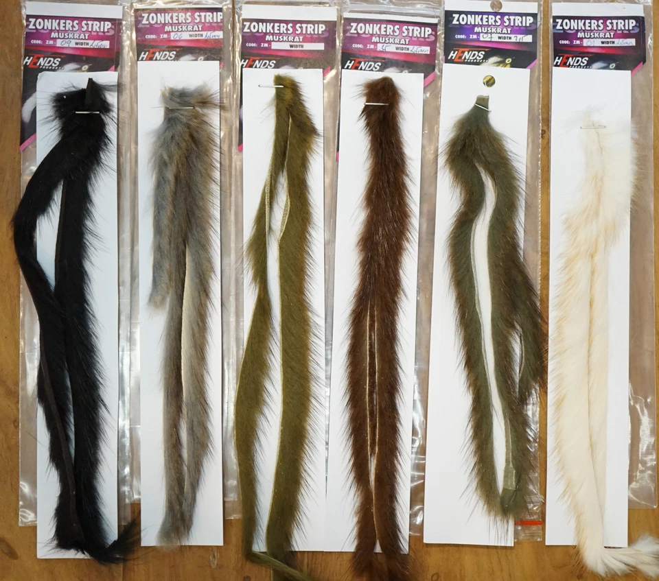 Bisam Zonker Strips Hends 10 Farben 2,5 mm x 30 cm Material 4 neue Farben TOP