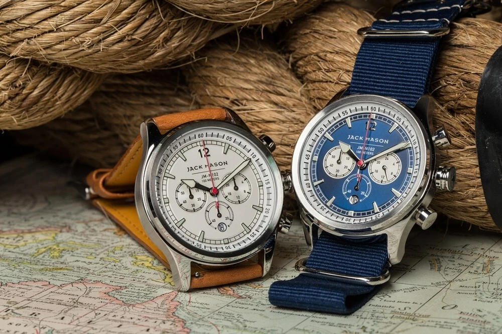 JACK MASON NAUTICAL Chronograph Quartz JM N102 Watch 42mm Blue Dial Men Men s