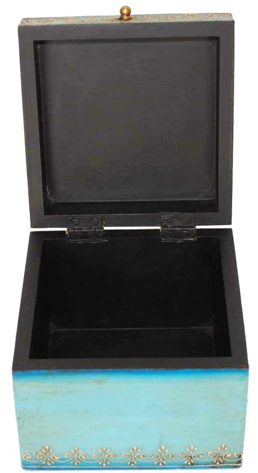 Turquoise Wood Embellished Storage Box