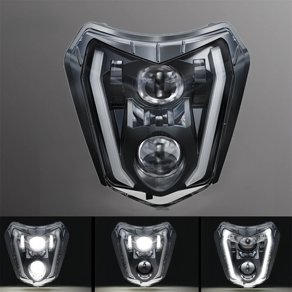 Para KTM EXC XC MXC 250 450 520 525 530 Dirt Bike Negro LED Faro Faro Faro Lámpara Foto 4 de 4