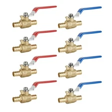 EFIELD 8 PCS 1/2" PEX FULL PORT SHUT OFF  BALL VALVE HOT  &COLD, NO LEAD BRASS