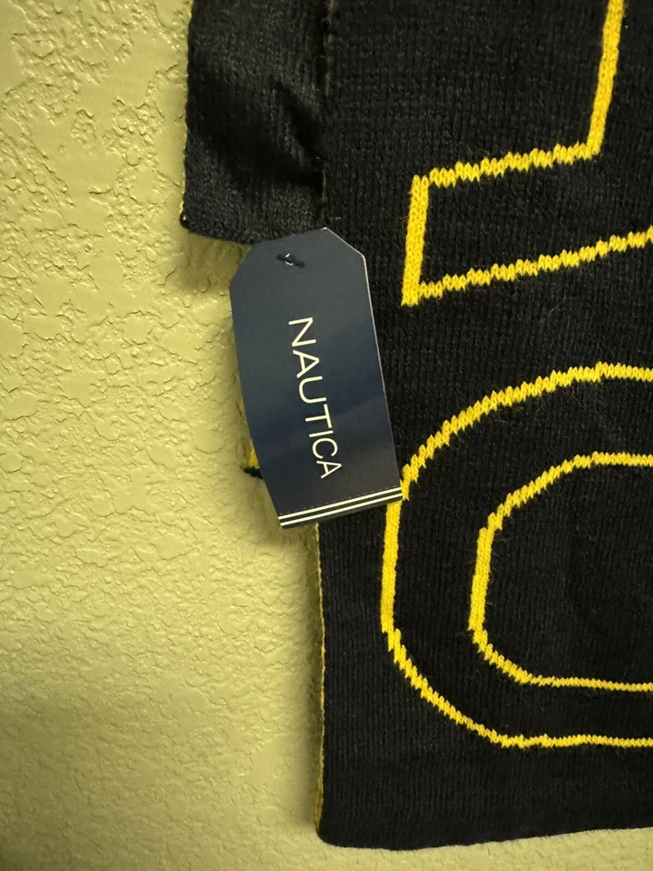 Bufanda reversible con logotipo Nautica para hombre nueva con etiquetas azul/amarillo precio de venta sugerido por el fabricante $40 OS NT00038 Foto 4 de 4