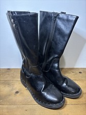 Wonder Nation Girl's Black Faux Leather Mid Calf Zippered Size 2 Riding Boots