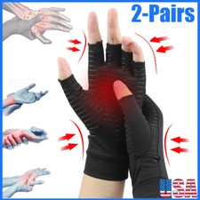 2 X Copper Compression Gloves Arthritis Carpal Tunnel Hand Wrist Braces Support
