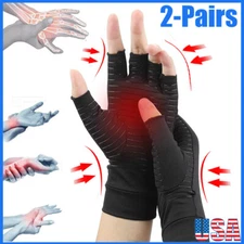 2 X Copper Compression Gloves Arthritis Carpal Tunnel Hand Wrist Braces Support