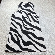 Boston Proper Dress Women's XL Zebra Print Mock Neck Sleeveless Party Office