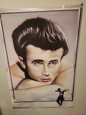 Vtg James Dean sexy art painting  poster 35x24 1986