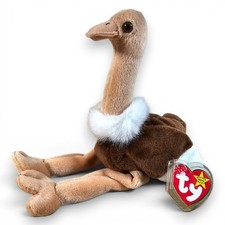 Ty Beanie Babies Stretch Ostrich Bird Beanbag Plush Toy w/ Tags Vintage 1997 6"