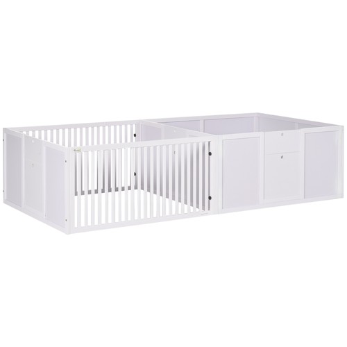 PawHut Wooden Dog Pen Pet Playpen 7 Panels Puppy Pen for Indoors - White - Picture 10 of 11