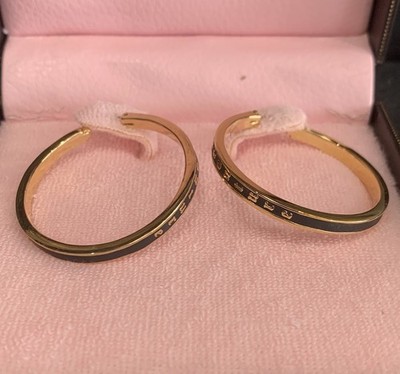 Juicy Couture Pam & Gela Gold and Black Retro Hoop Earrings New in Box
