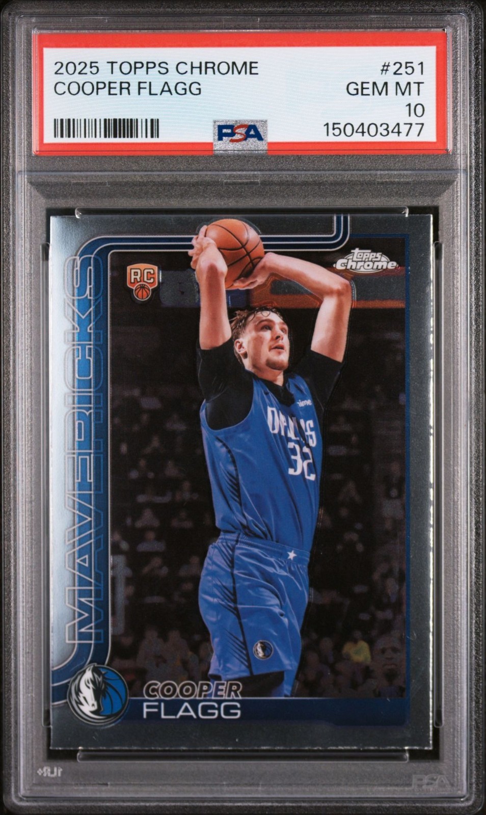 2025-26 Topps Chrome Cooper Flagg #251 RC Dallas Mavericks Duke PSA 10