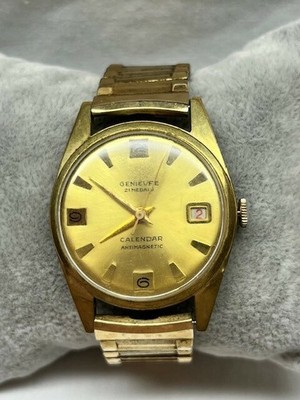 Vintage Men's Genievre 21 MEDALS Calendar Antimagnetic Manual Wind Watch WORKS