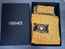 VERSACE I Love Baroque Bathrobe Gold Black Cotton Dressing Gown Size Large - NEW