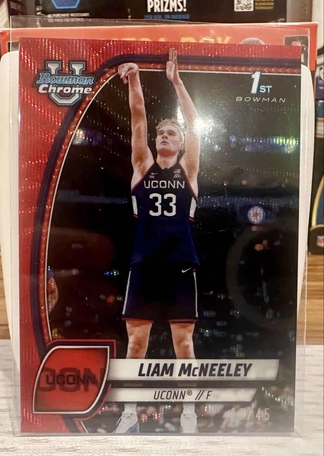2024-25 Bowman University Chrome - Liam McNeeley #52 Red Wave Refractor /45 (RC)