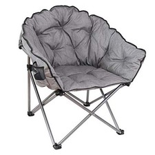 C932S-129 Padded Cushion Outdoor Folding Lounge Patio Club Chair, Gray Grey C932S-129 Padded Cushion Outdoor Folding Lounge Patio Club Chair, Gray Grey - Image 1
