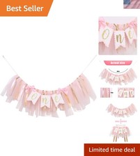 First Birthday Highchair Banner in Pink Tulle  Ribbon - Perfect for Cake Smash