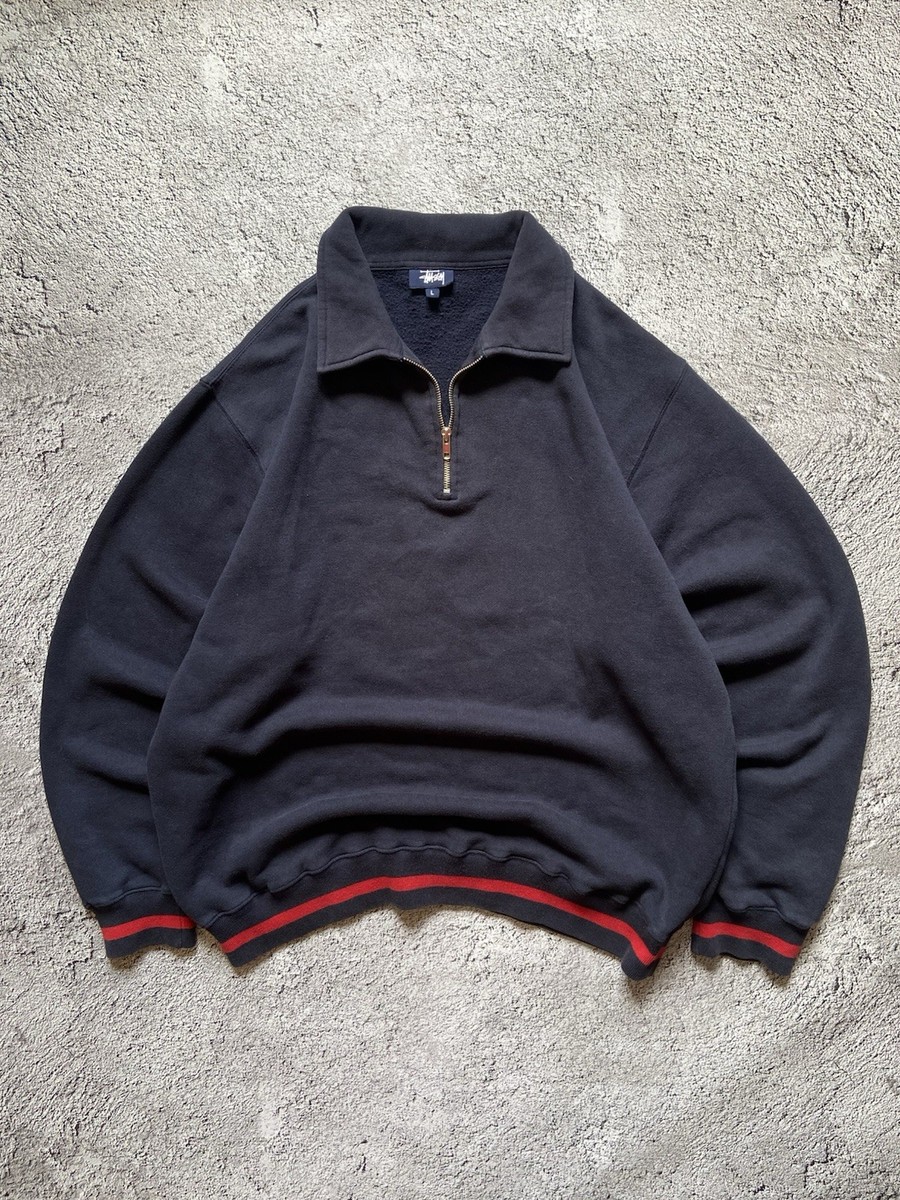 トップス Vintage stussy sweat Vintage Stussy 1/4 Half Zip Oversized Faded Sweatshirt