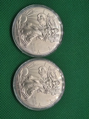 Two 2x 2013 $1 Silver American Eagles PF69 Uncirculated from mint in holders