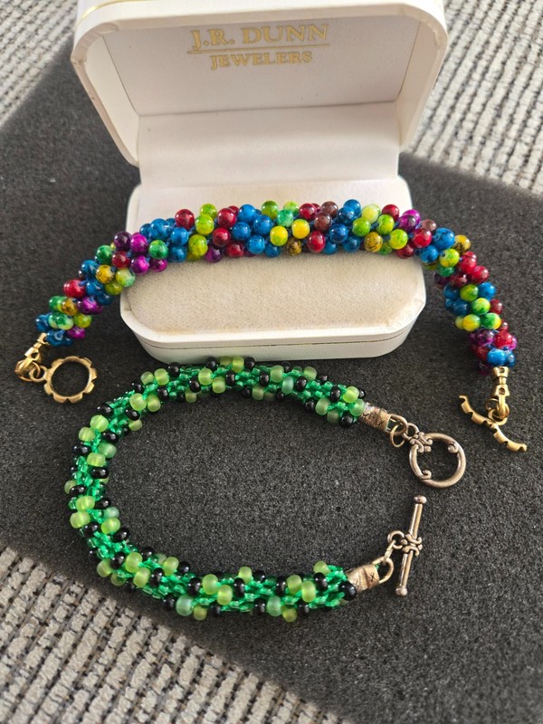 Vintage Handmade Beaded Bracelets with Toggle Clasp -Colorful Bead Bracelets