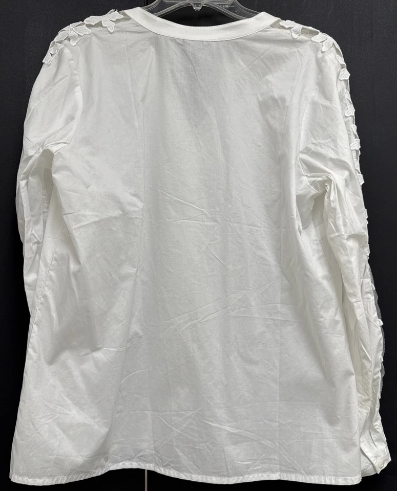 Blusa FDJ French Dressing 3D Manga Margarita Apliques Blanco Botón Frontal 10 Nueva con Etiquetas Foto 2 de 4