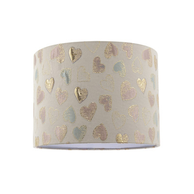 Femininer runder Lampenschirm rosa Entenei und glänzende goldene Herzen von Happy Hom...