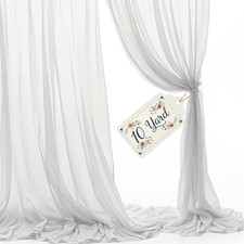 Sheer Voile Chiffon Fabric Draping Panels 10 Yards 120" Wide White Voile Fabri