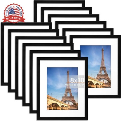 Fixwal 8x10 Picture Frame Set of 12 with Shatter Resistant Plexiglass, Classic T