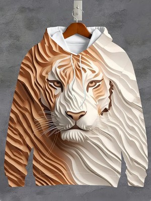 3D Tiger Face All Over Print Hoodie - Adults & Youth