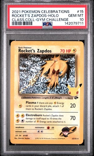 PSA 10 2021 POKEMON CELEBRATIONS CLASSIC COLLECTION #15 ROCKET'S ZAPDOS-HOLO