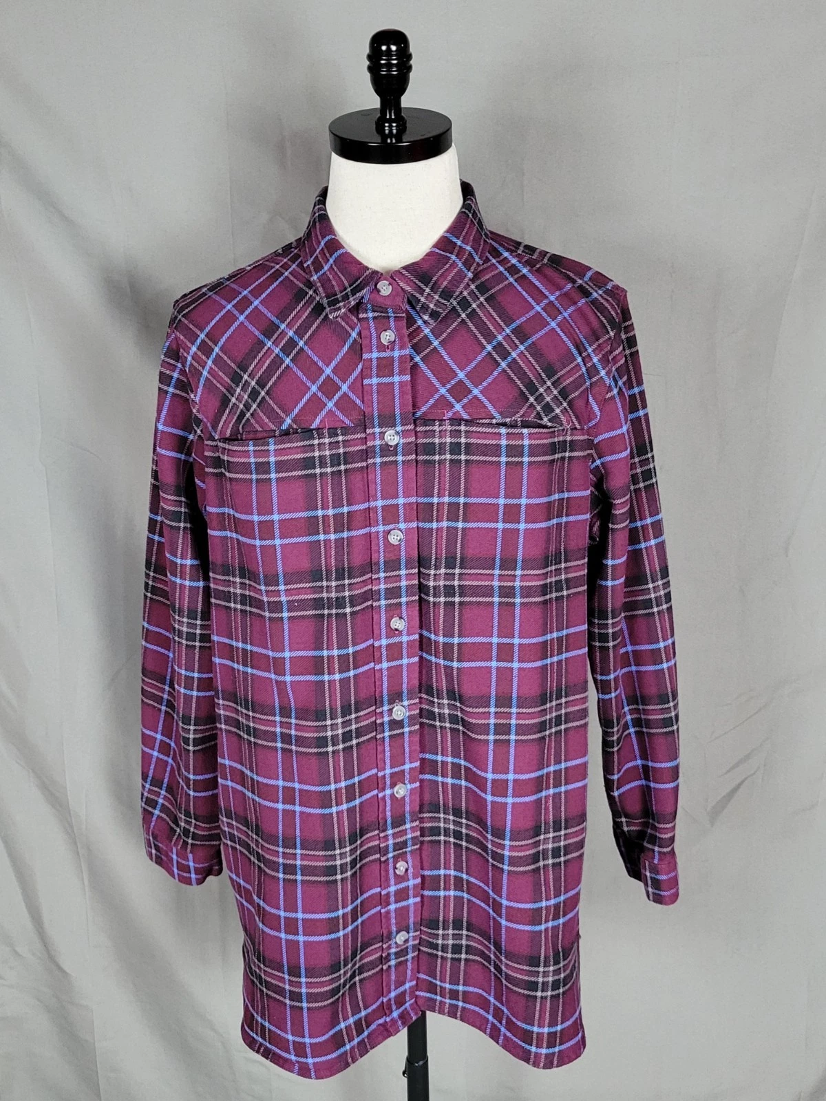 Duluth Men's 2XL Purple Plaid Flannel Button-Up Long Sleeve Casual Shirt