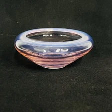fostoria seascape coral sand float bowl mid century modern art glass pink