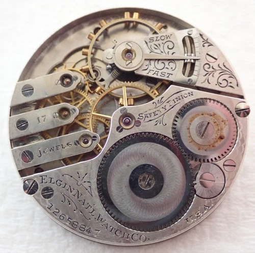 ANTIQUE 16s ELGIN 17 JEWEL GRADE 340 OPEN FACE POCKET WATCH MOVEMENT