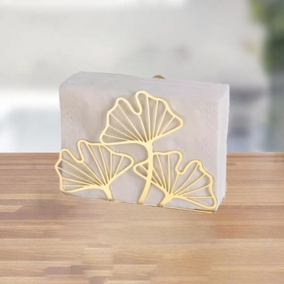 Porta Tovaglioli Foglia di Ginkgo in Metallo - Portatile ed Elegante - Immagine 3 di 4