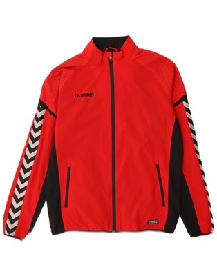 Hummel Mens Graphic Tracksuit Top Jacket Medium Red Colourblock Polyester DL07