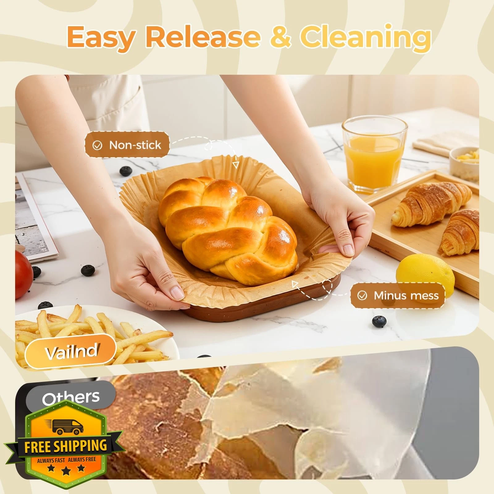155Pcs 9x5 Inch Loaf Pan Liners, Non-Stick Parchment Paper