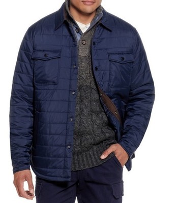 NWT Weatherproof  Mens Horizontal Quilted Shirt Jacket Dark Sapphire M 