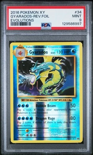 2016 POKEMON XY EVOLUTIONS #34 GYARADOS-HOLO PSA 9 *POSSIBLE REGRADE*