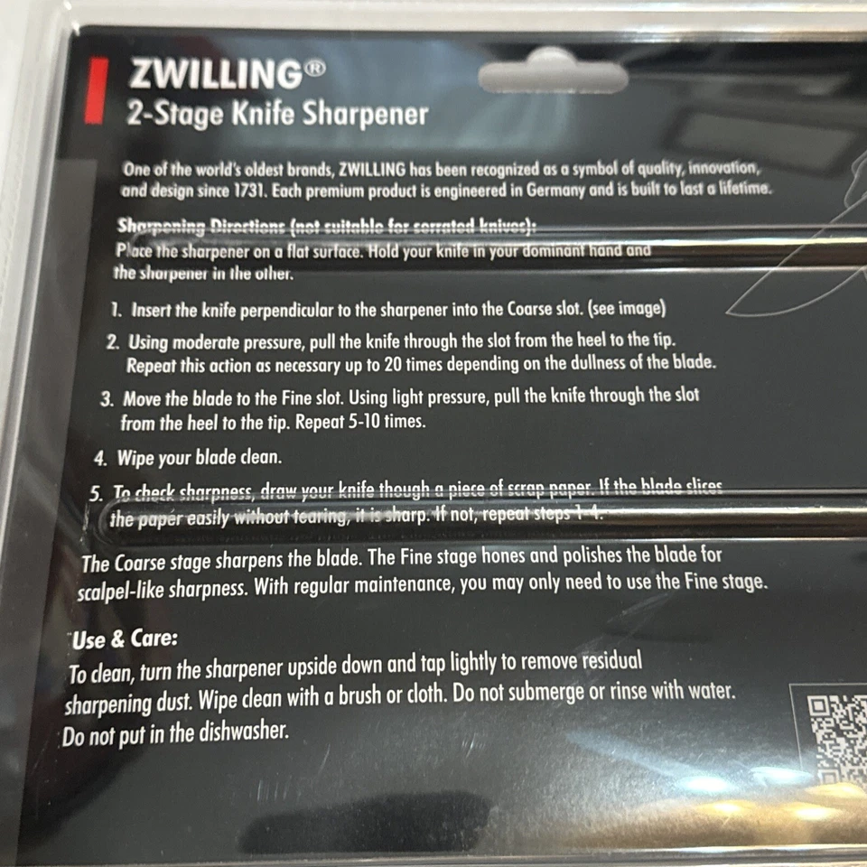 ZWILLING 2-Stage Knife Sharpener Pull-Through Coarse and Fine Safe New Sealed Pc - Image 4 of 4