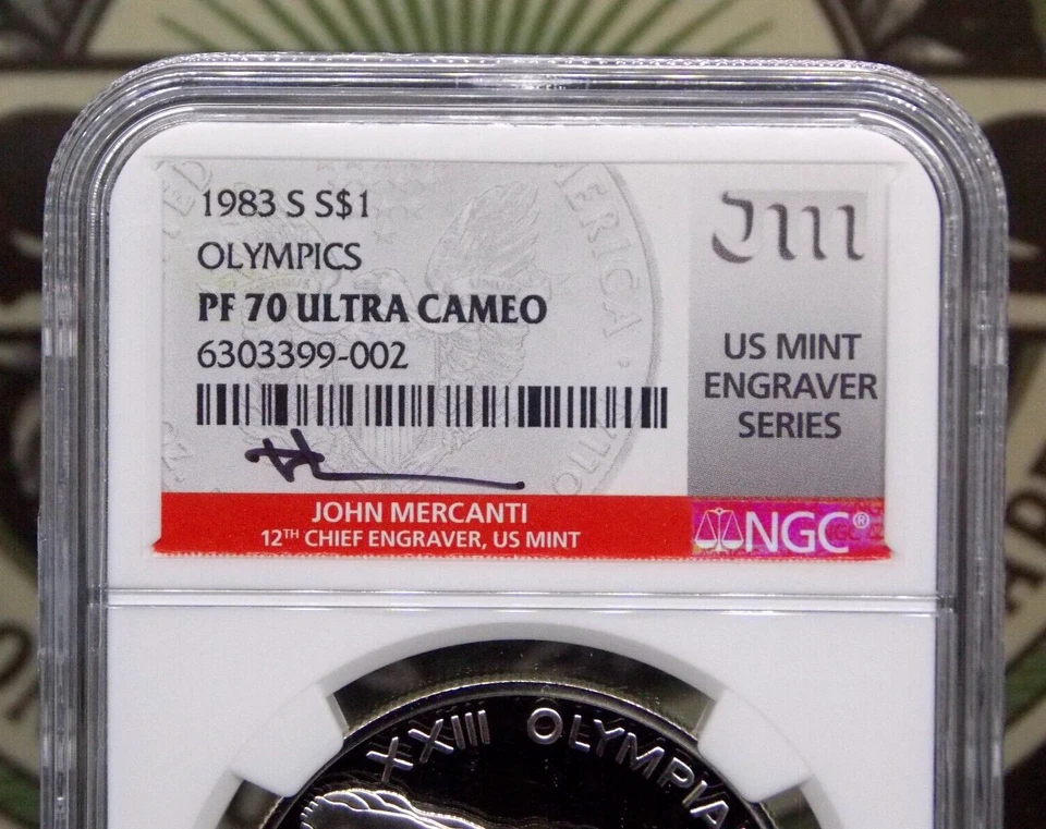 1983 "S" Los Angeles OLYMPIC Silver Dollar $1 NGC PF70 UC *MINT ENGRAVERS* #002A - Image 4 of 4