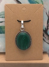 2  Malachite Gemstone Pendant  Bail 925 Silver Plated Handmade 3162