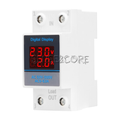 AC50-500V 63A/100A Din Rail Single-phase Digital Display Voltage Current Meter